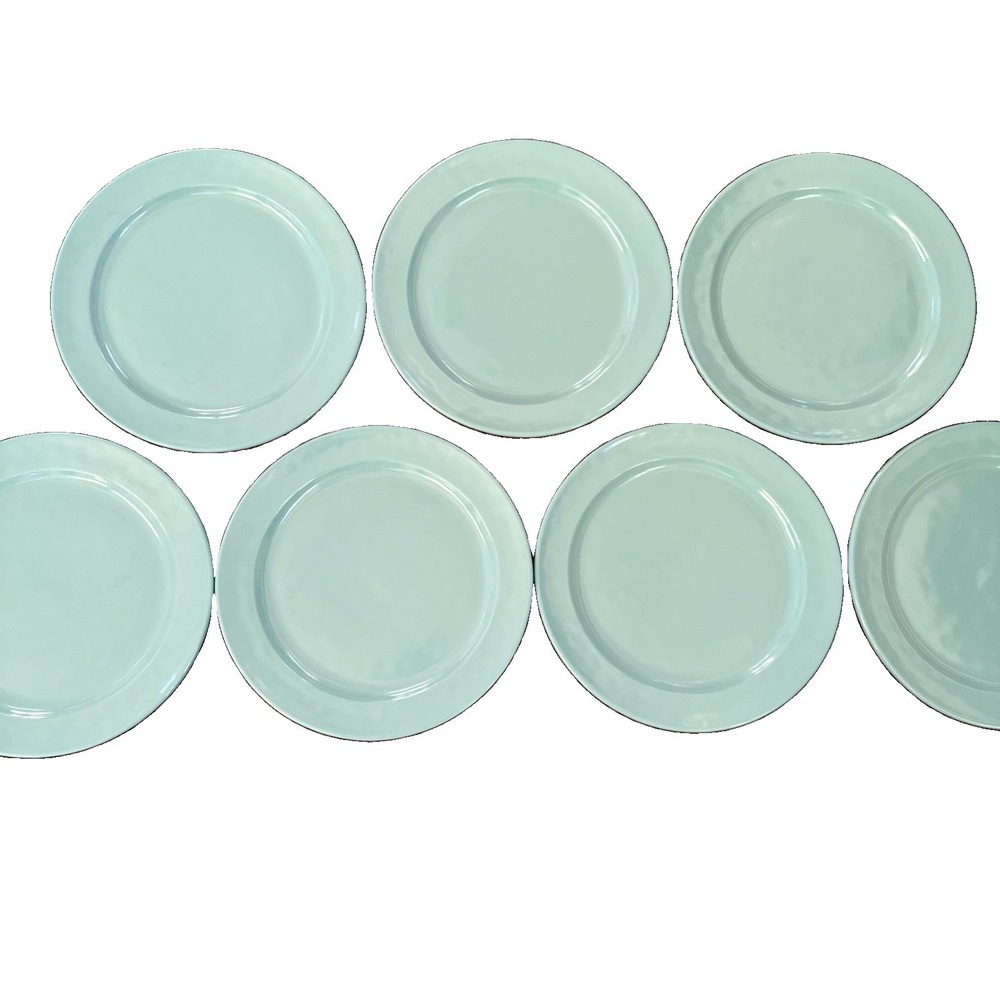 7 Tommy Bahama Turquoise Blue MELAMINE Dinner Plates Beachcomber 10 7/8" Durable